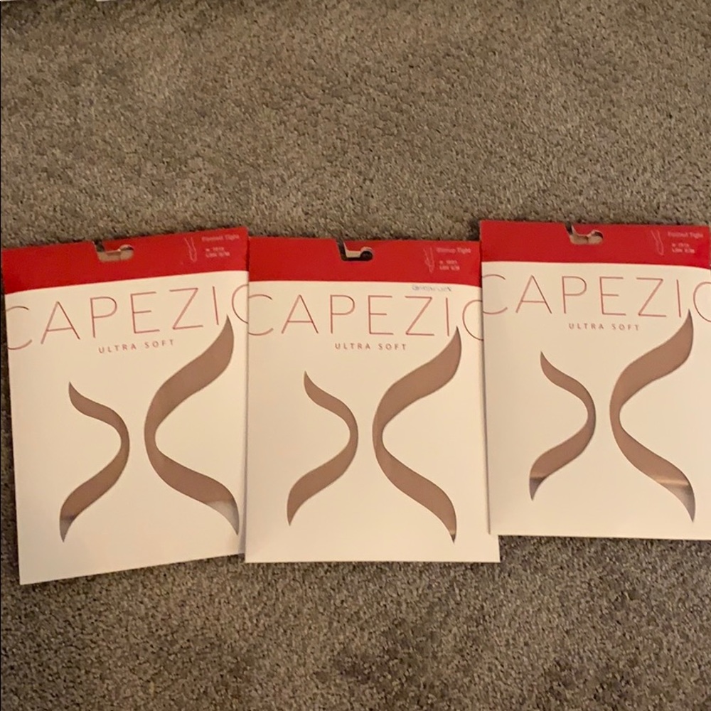 3 pairs of tan capezio tights